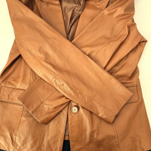Vintage Bagatelle Leather Carmel Tan Jacket Ladies Size 12 - Picture 9 of 10